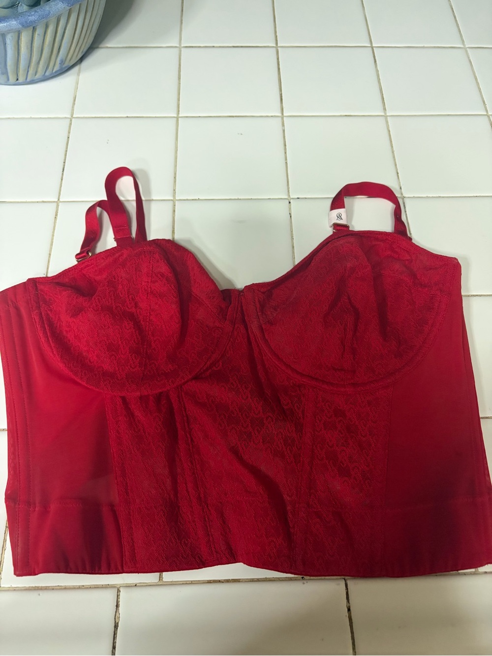 Victorias secret red corset top.